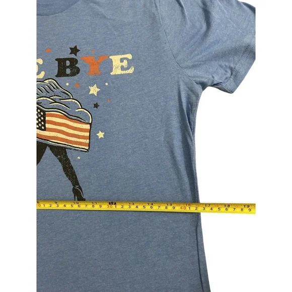 Bye Bye American Pie Graphic Tee Women S Blue USA Patriotic Shirt Cute NWT - Picture 5 of 7